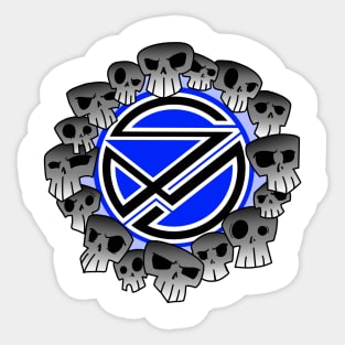 Sinister Motives skull blue Sticker